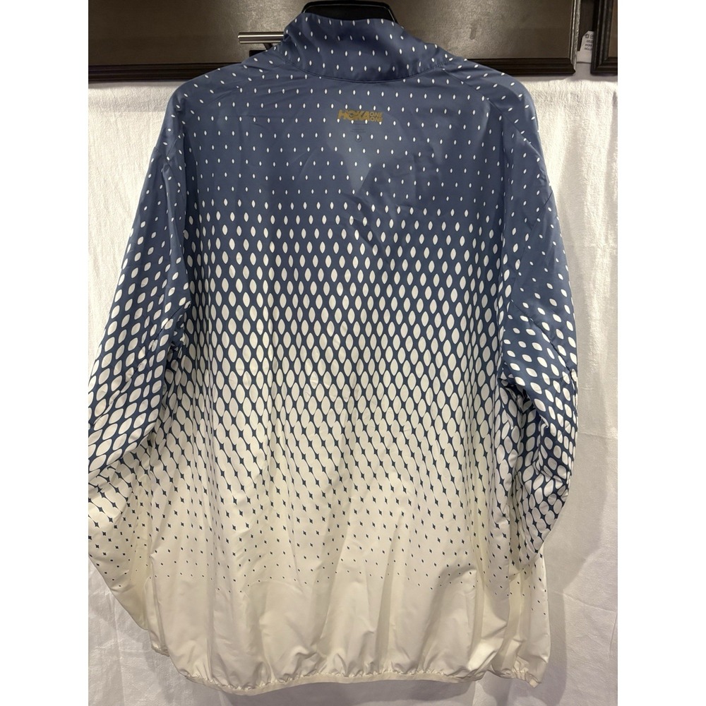 Hoka One One Men's Large Quarter Zip Running Windbreaker Jacket Blue White Light - Picture 5 of 7